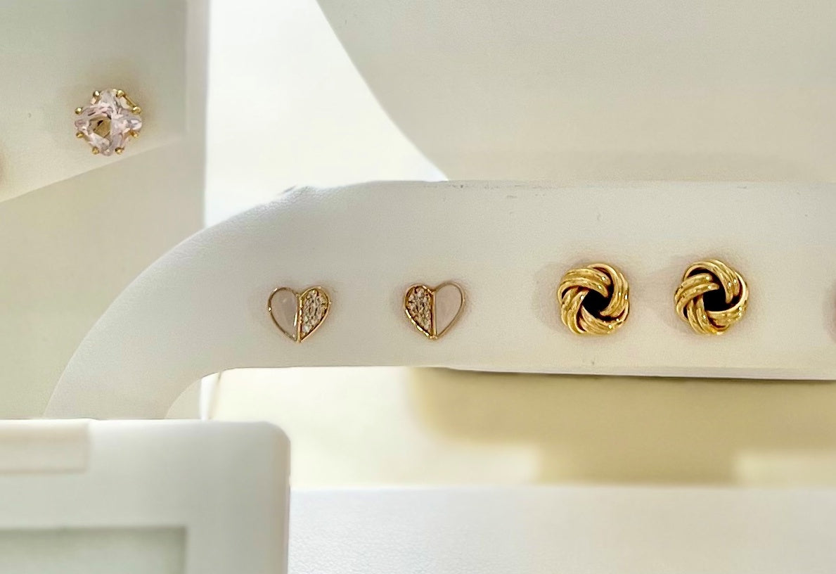 Pink Enamel & Diamond Studs