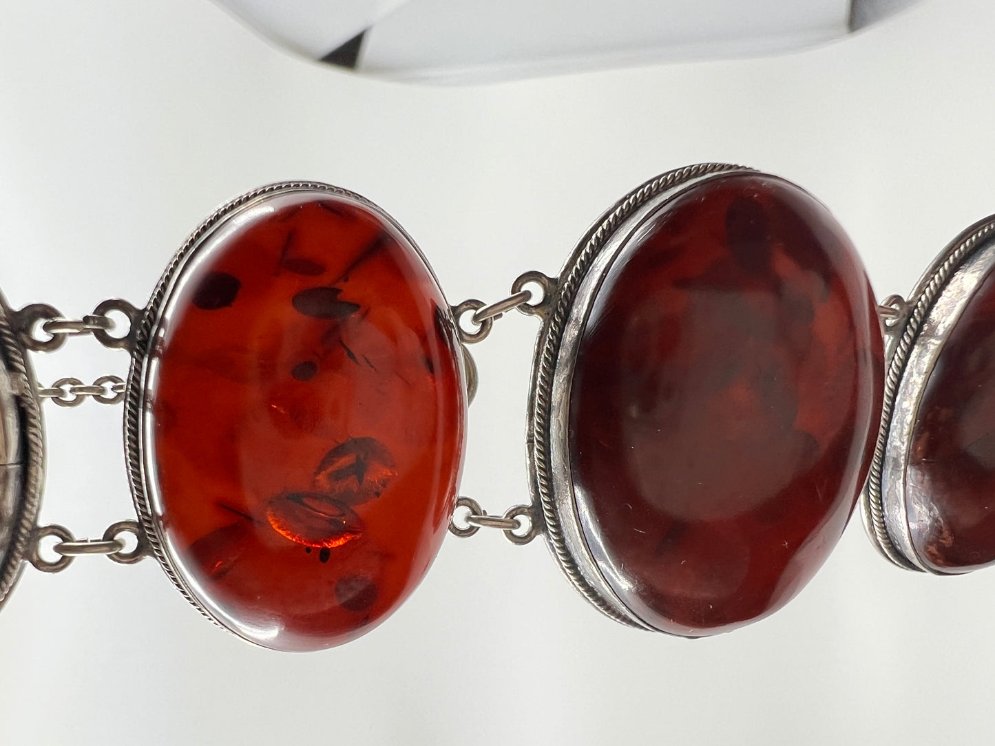 Oval Amber Link Bracelet