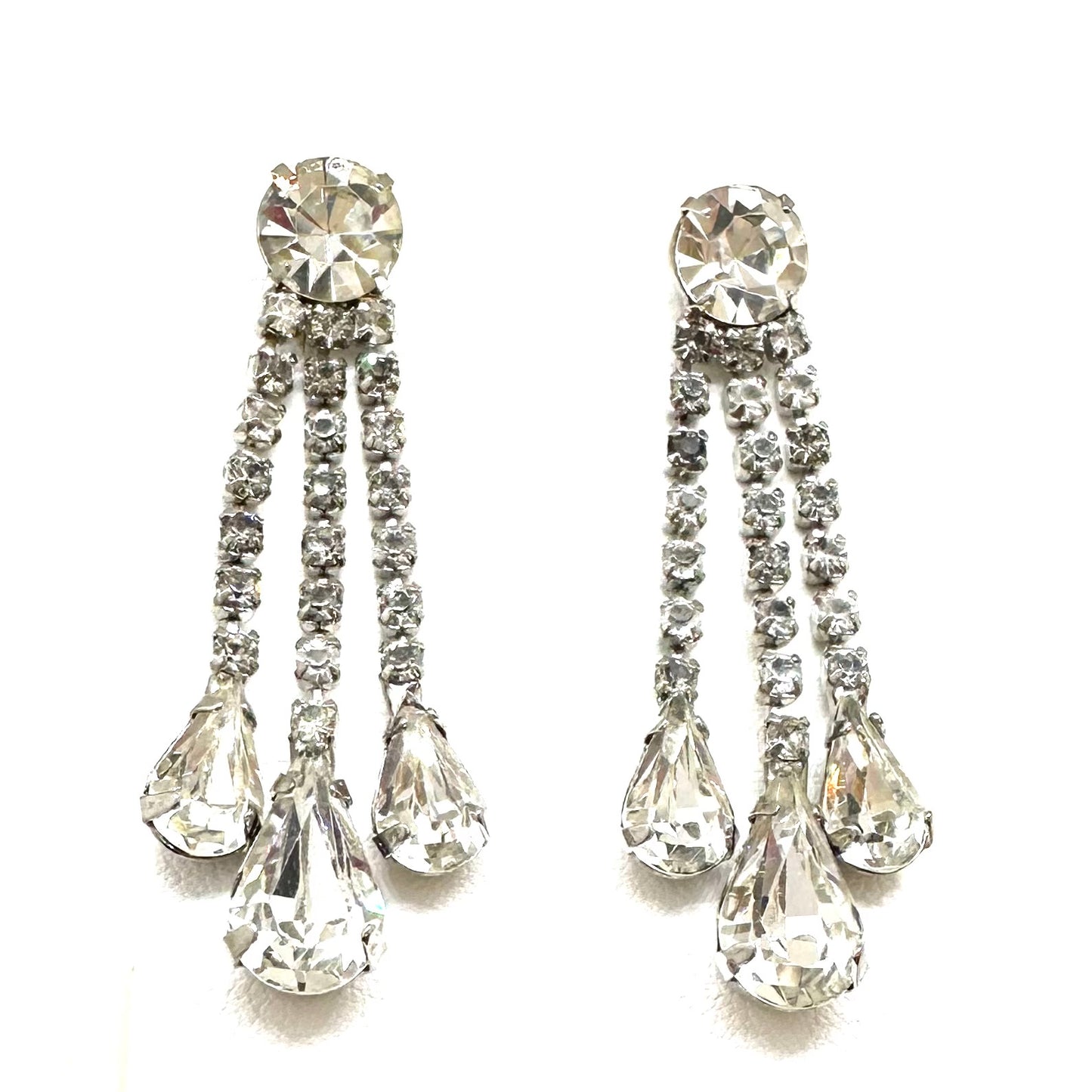 Rhinestone Triple Drop Earrings