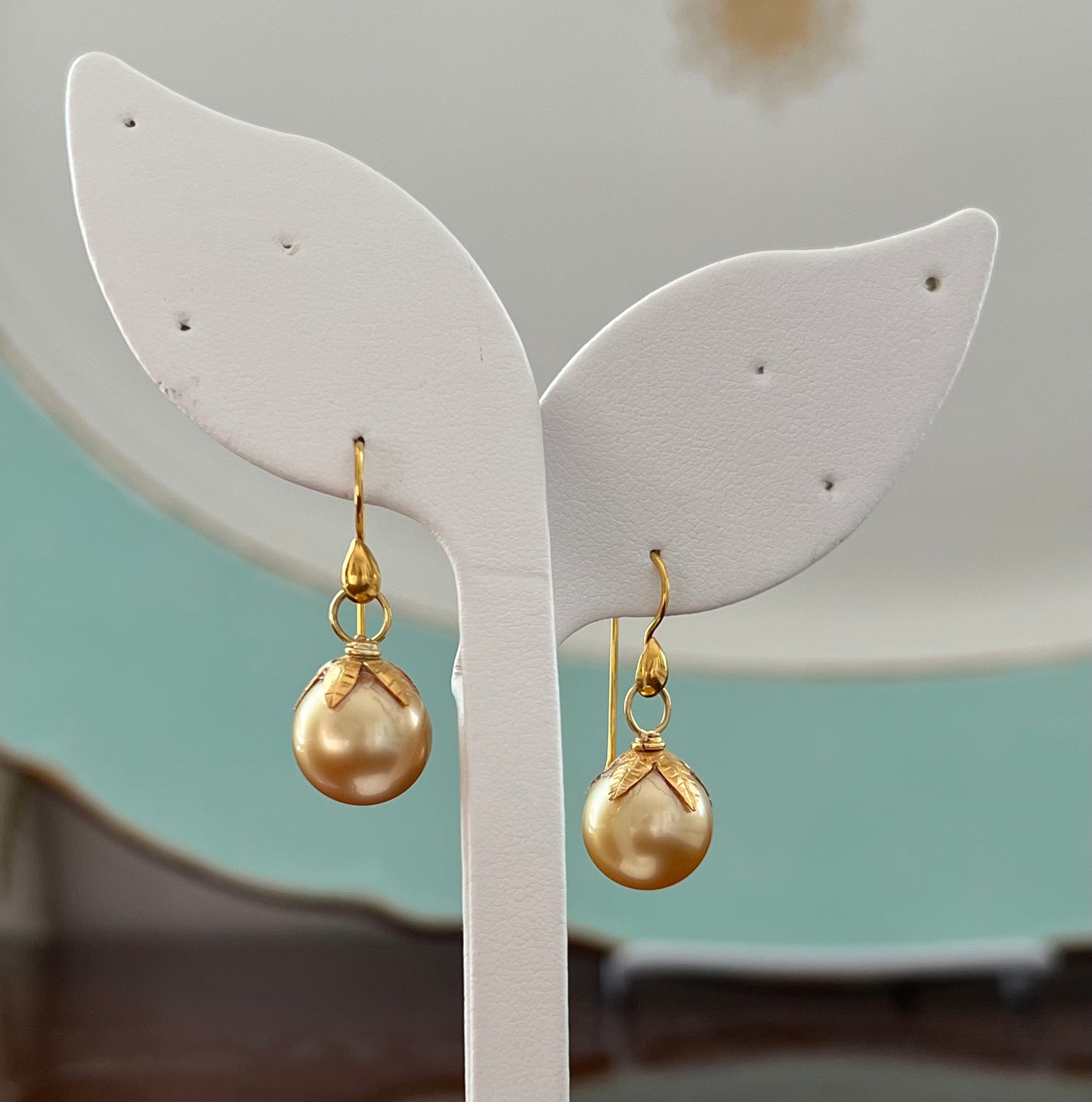 Golden South Sea Pearl Drop Earrings