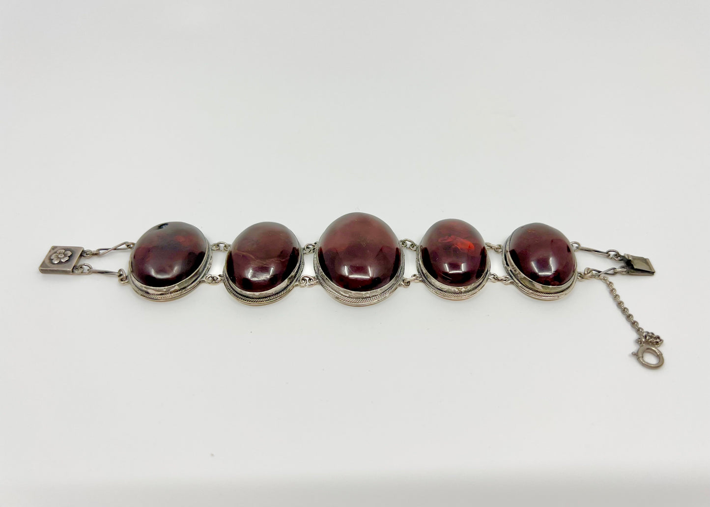 Oval Amber Link Bracelet