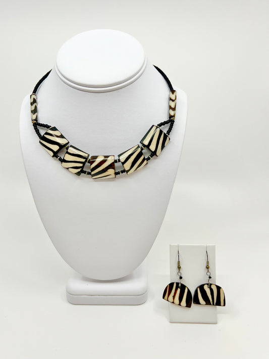 Batik Bone Necklace & Earring Set