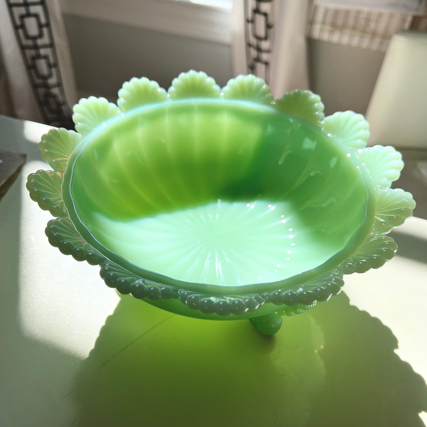 Jadeite Glass Fruit Bowl