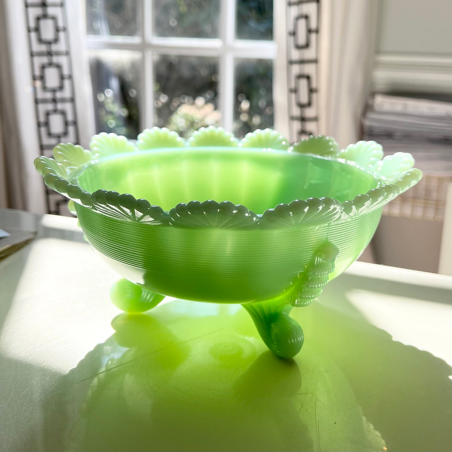 Jadeite Glass Fruit Bowl