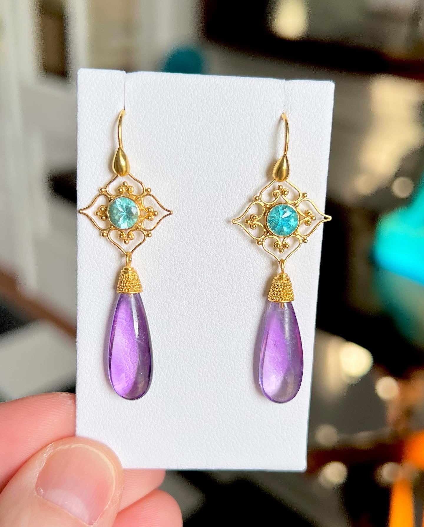 Apatite and Amethyst Drops