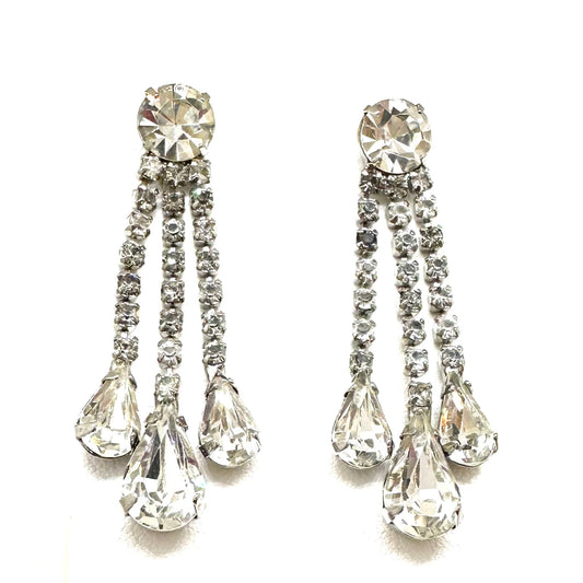 Rhinestone Triple Drop Earrings