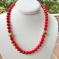 Faceted Coral Bead Necklace