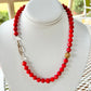 Faceted Coral Bead Necklace