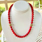 Faceted Coral Bead Necklace