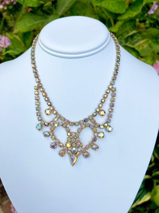 Vintage Aurora Borealis Rhinestone Necklace