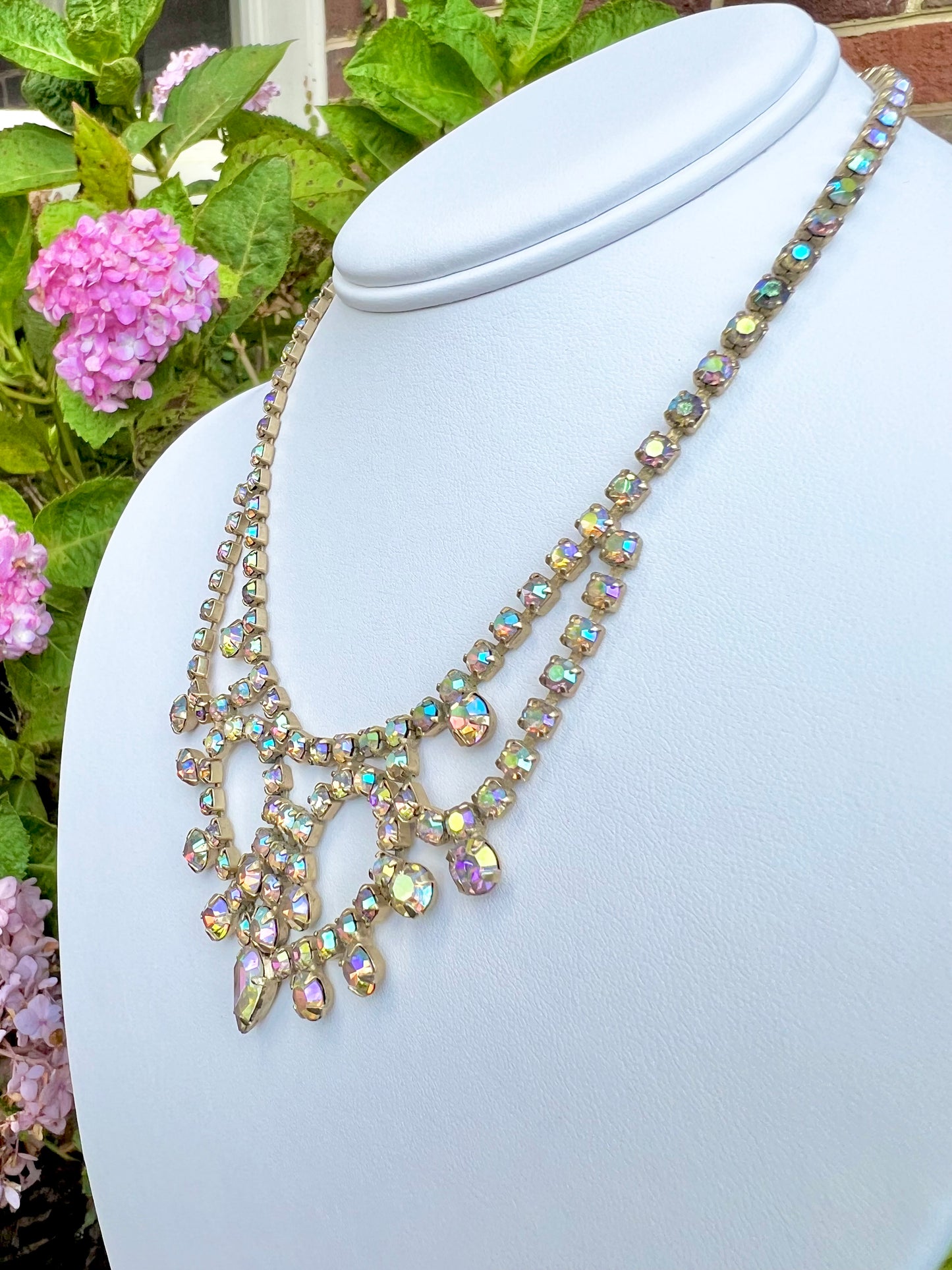 Vintage Aurora Borealis Rhinestone Necklace