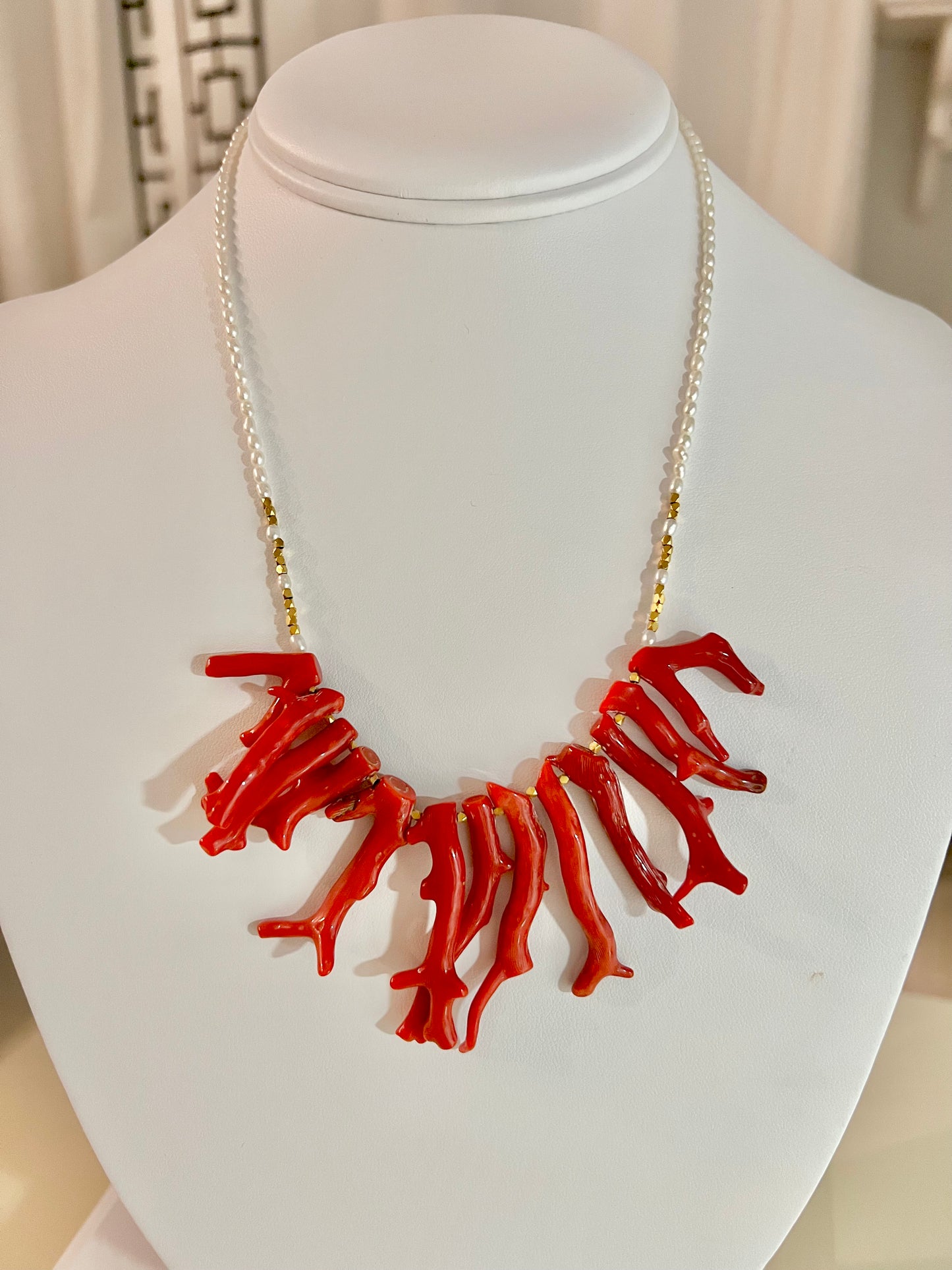 Coral Branch Fringe Necklace