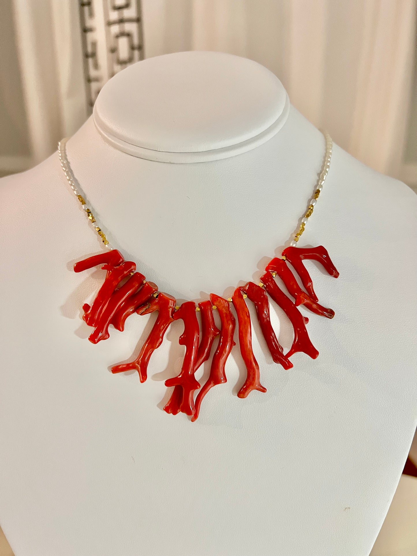 Coral Branch Fringe Necklace