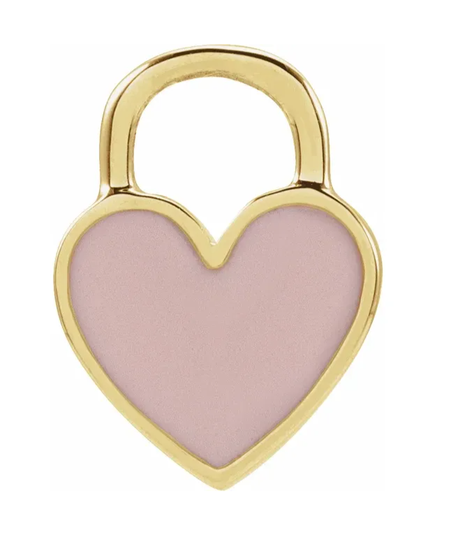 Pink Enamel Heart Pendant Charm