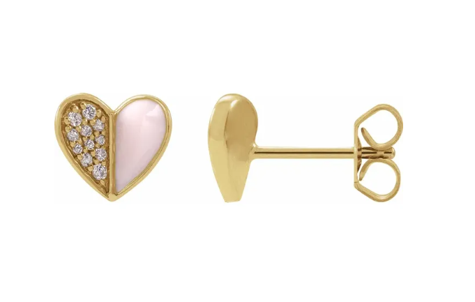 Pink Enamel & Diamond Studs