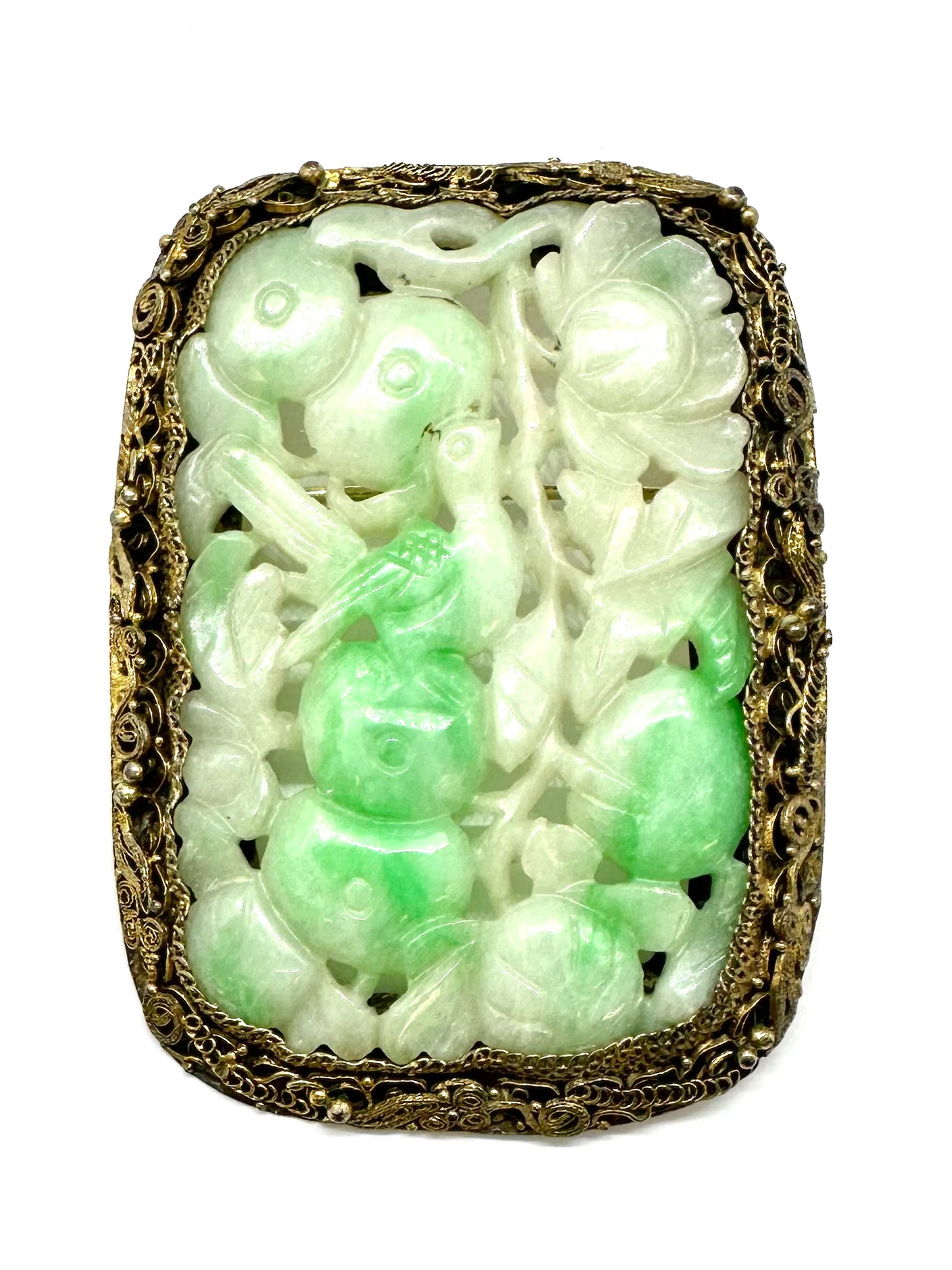Carved Jadeite Brooch