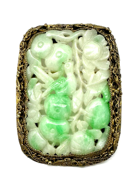 Carved Jadeite Brooch