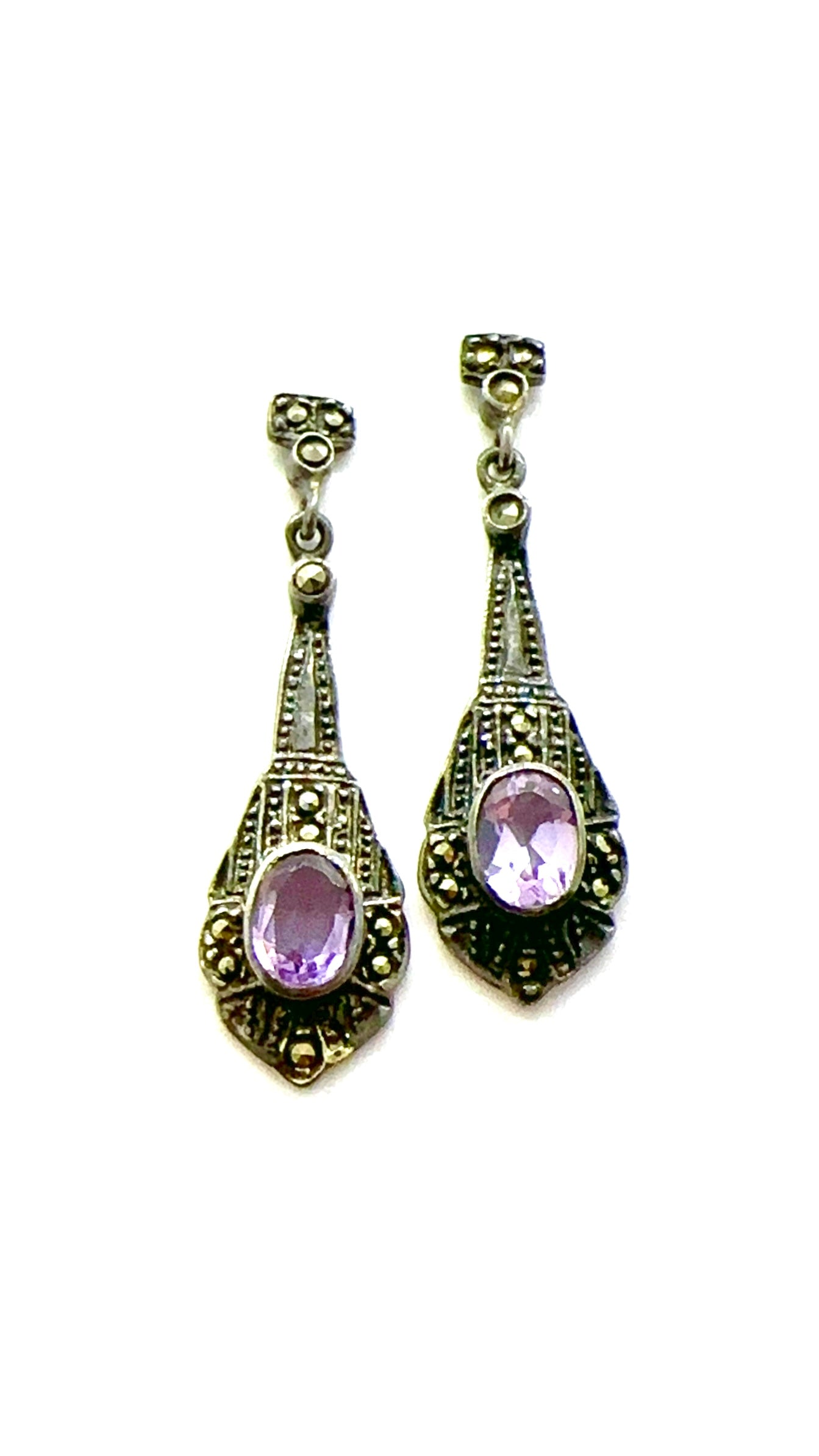 Silver Amethyst Drop Earrings