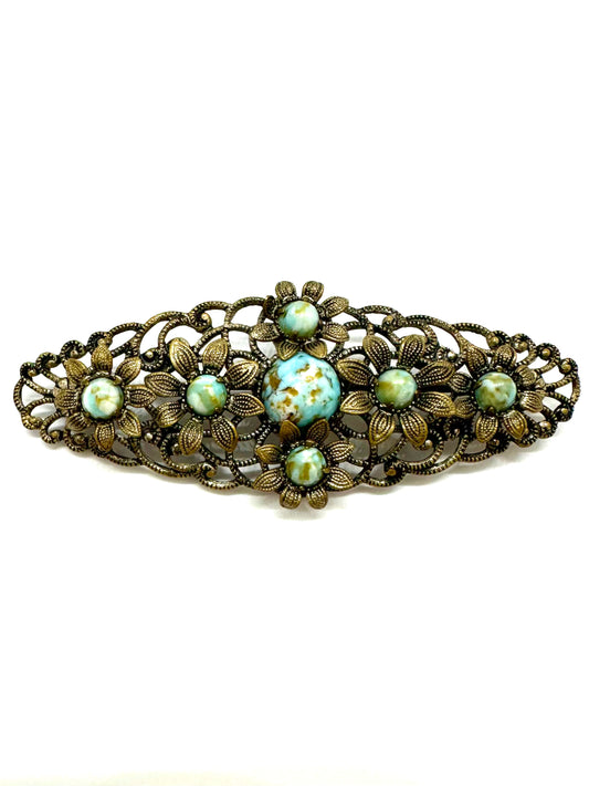 Turquoise Czech Glass Pin