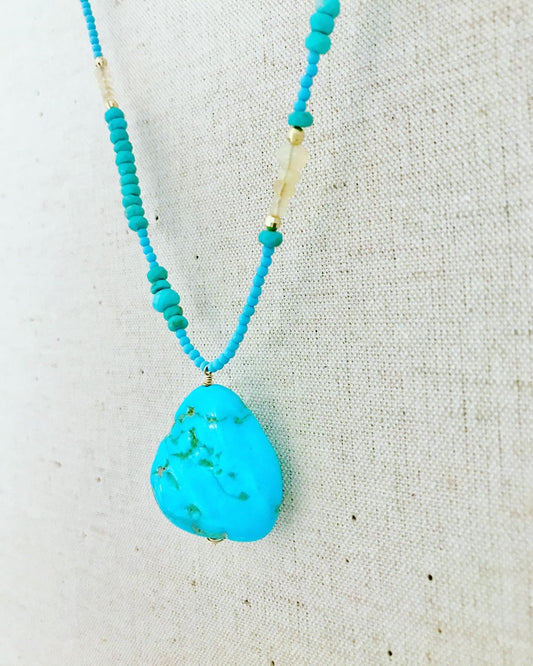 Sleeping Beauty Turquoise and Opal Necklace