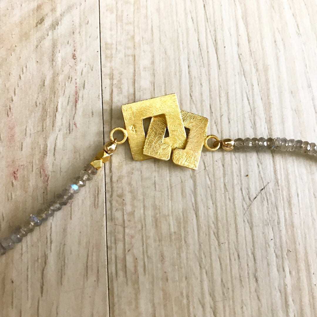 Labradorite & Pink Pearl Fringe Necklace