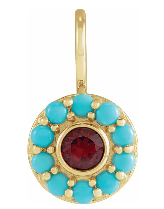 Mozambique Garnet & Turquoise Pendant