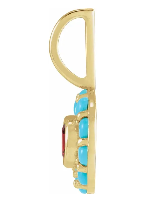Mozambique Garnet & Turquoise Pendant