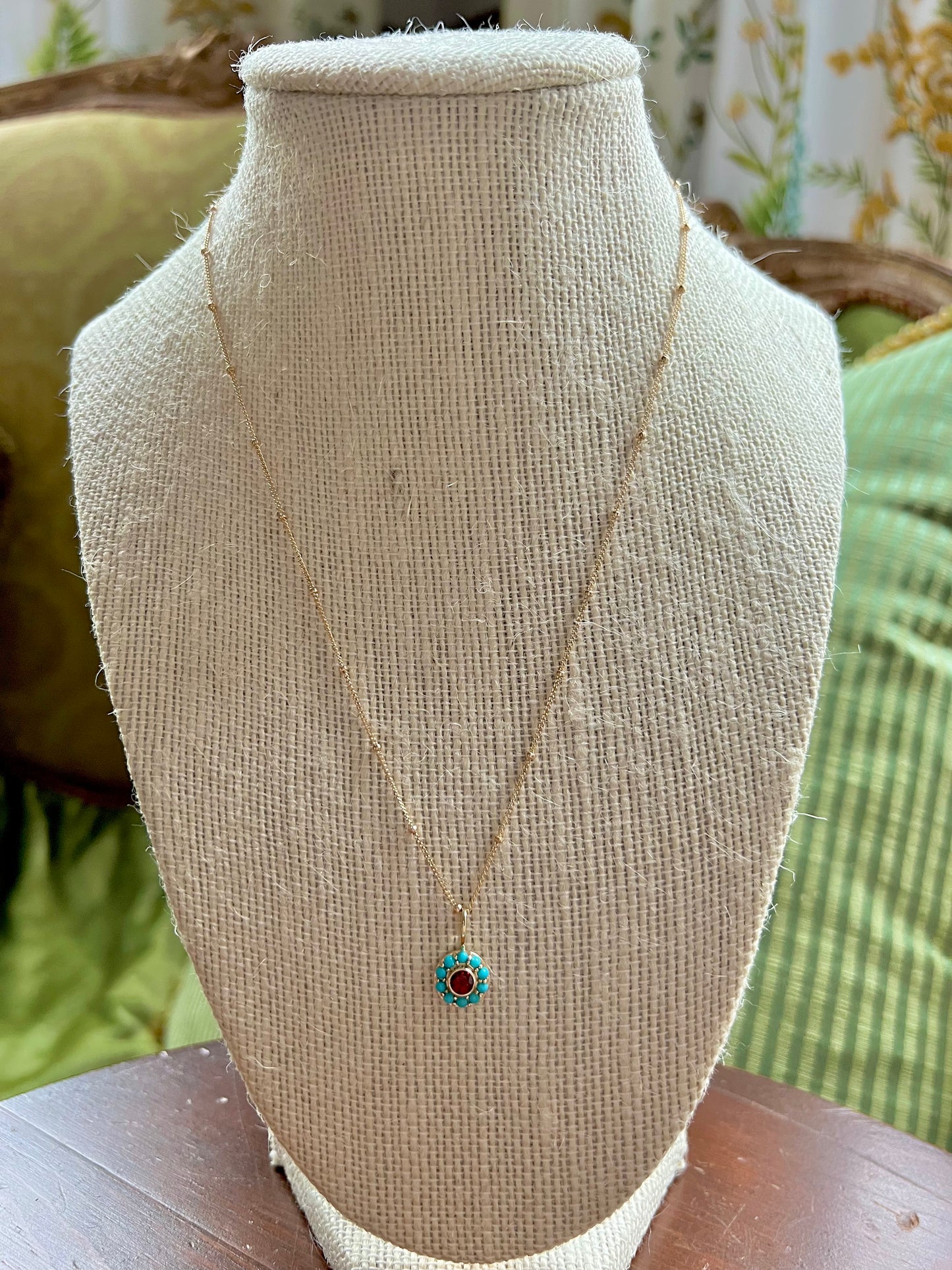 Mozambique Garnet & Turquoise Pendant