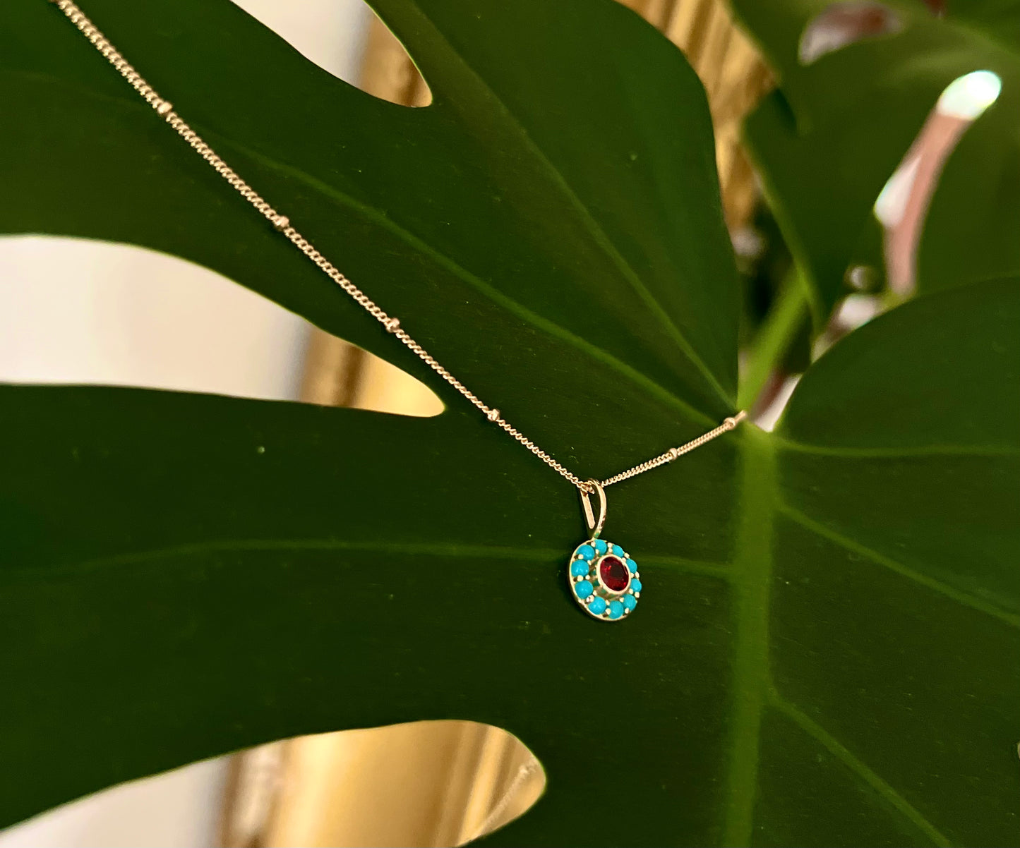 Mozambique Garnet & Turquoise Pendant